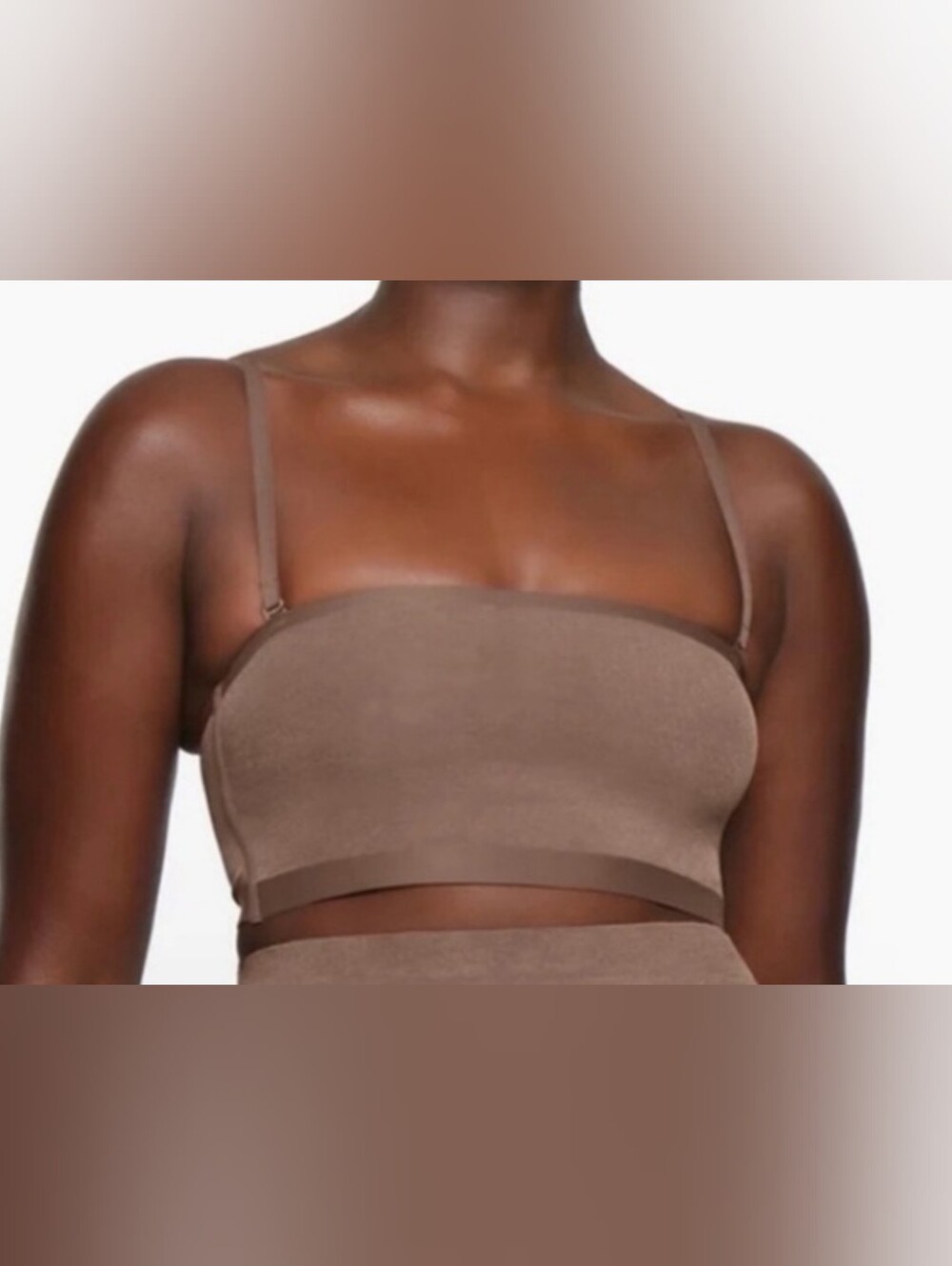 SKIMS Power Mesh Bandeau Bralette Brown Size XL